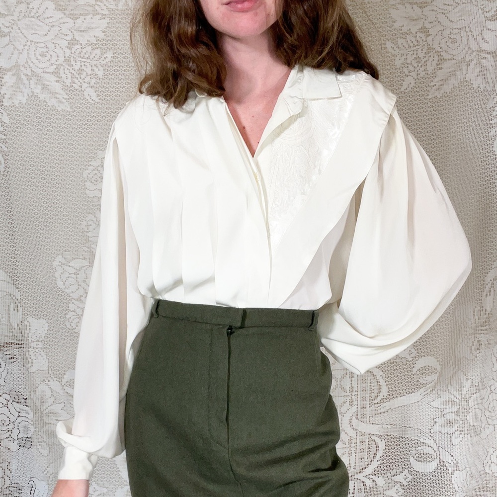1980s Ivory Blouse